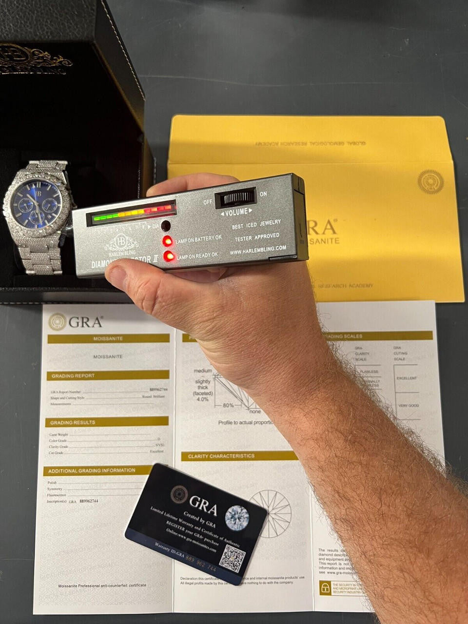 Hip Hop Honeycomb Set 35ct MOISSANITE Mens Perpetual Calendar Real Watch Iced Hip Hop Passes Tester 