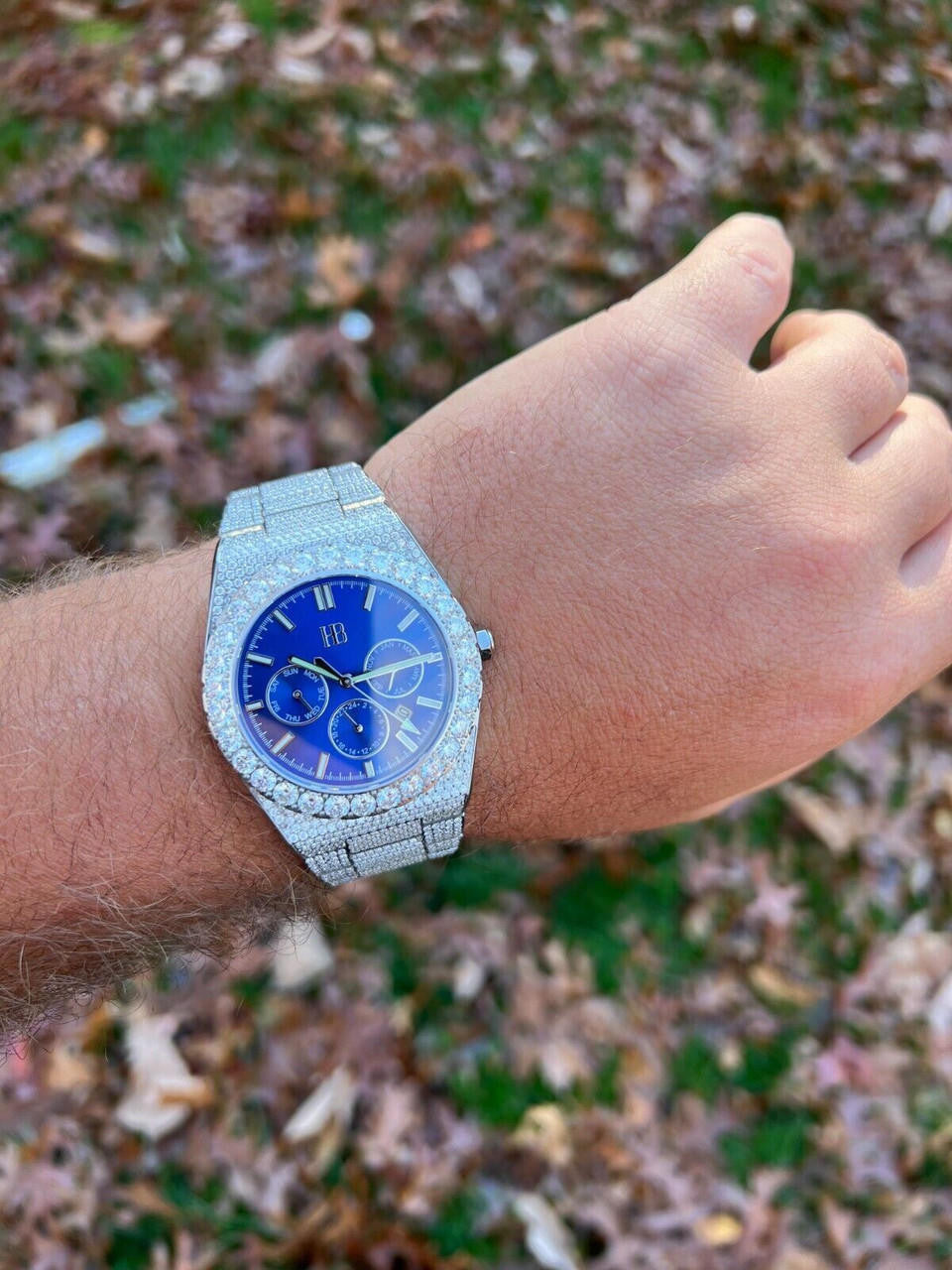 Hip Hop Honeycomb Set 35ct MOISSANITE Mens Perpetual Calendar Real Watch Iced Hip Hop Passes Tester 