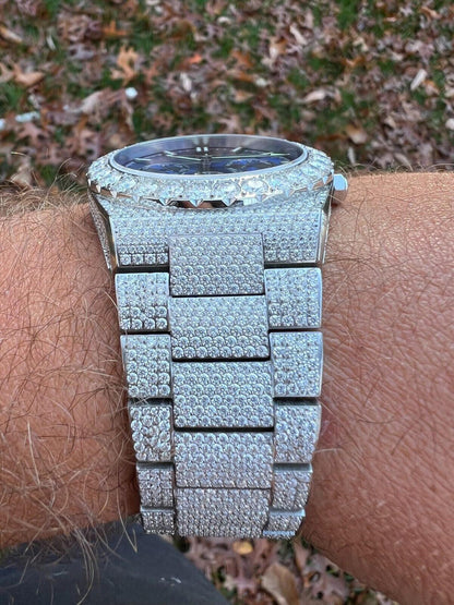 Hip Hop Honeycomb Set 35ct MOISSANITE Mens Perpetual Calendar Real Watch Iced Hip Hop Passes Tester 