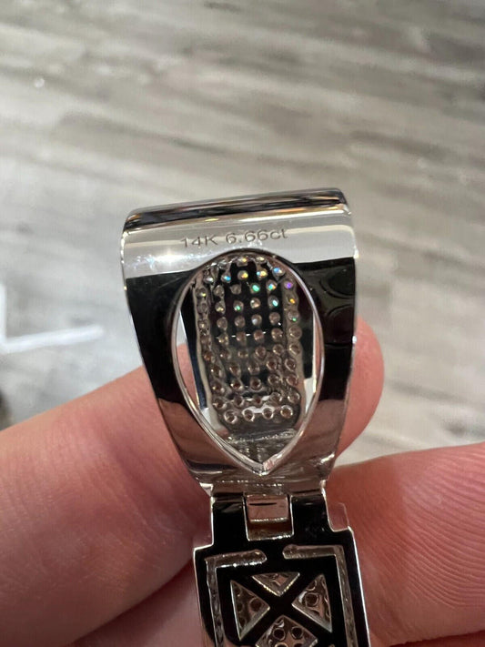 Hip Hop Iced 6.6ct Real Lab Diamond Huge 49g Solid 14k White Gold Cross Pendant Necklace