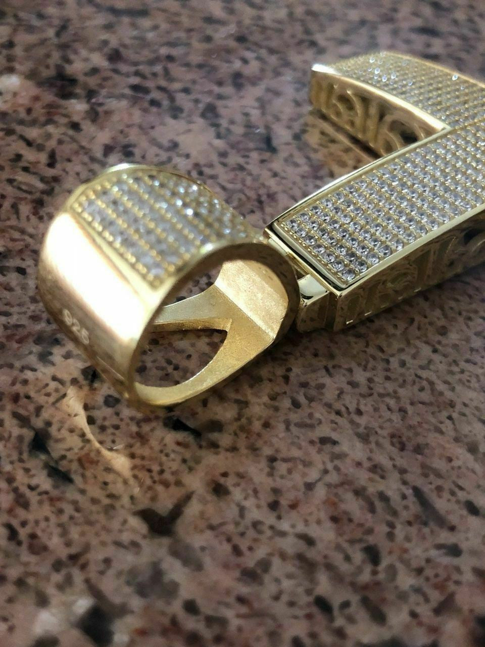 Hip Hop Iced 7ct Moissanite Huge 14k Gold Vermeil Cross Pendant Mens Pass Diamond Test