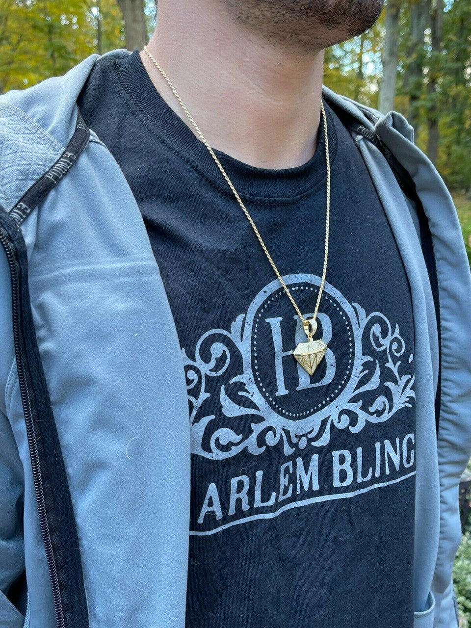 Hip Hop Iced Diamond Shape Bling Pendant Hip Hop Necklace 925 Silver / Gold MOISSANITE