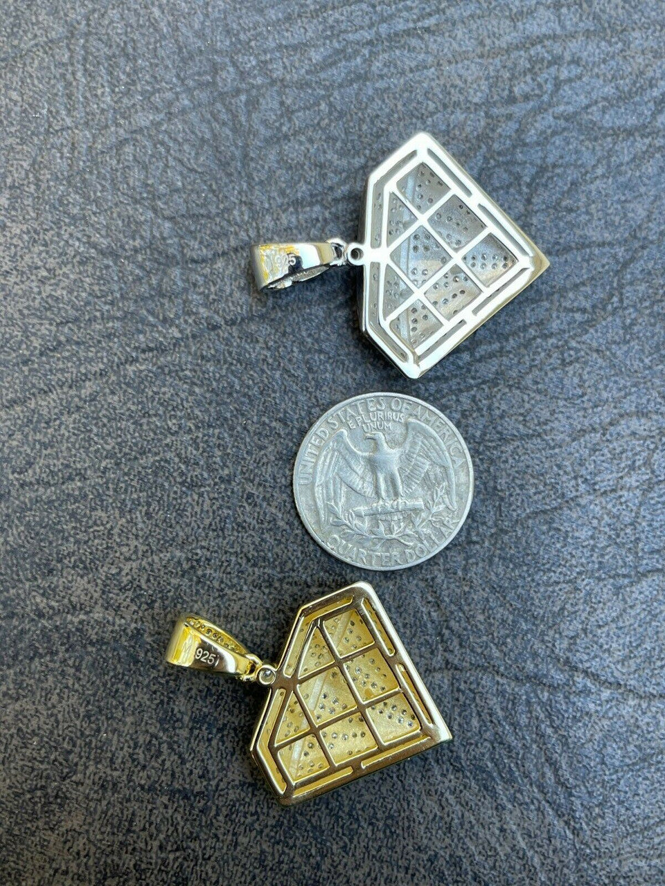 Hip Hop Iced Diamond Shape Bling Pendant Hip Hop Necklace 925 Silver / Gold MOISSANITE