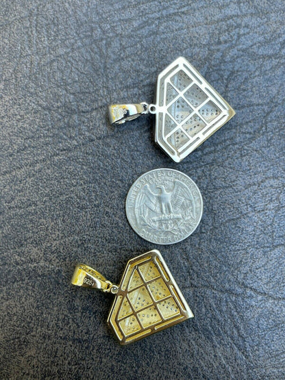 Hip Hop Iced Diamond Shape Bling Pendant Hip Hop Necklace 925 Silver / Gold MOISSANITE