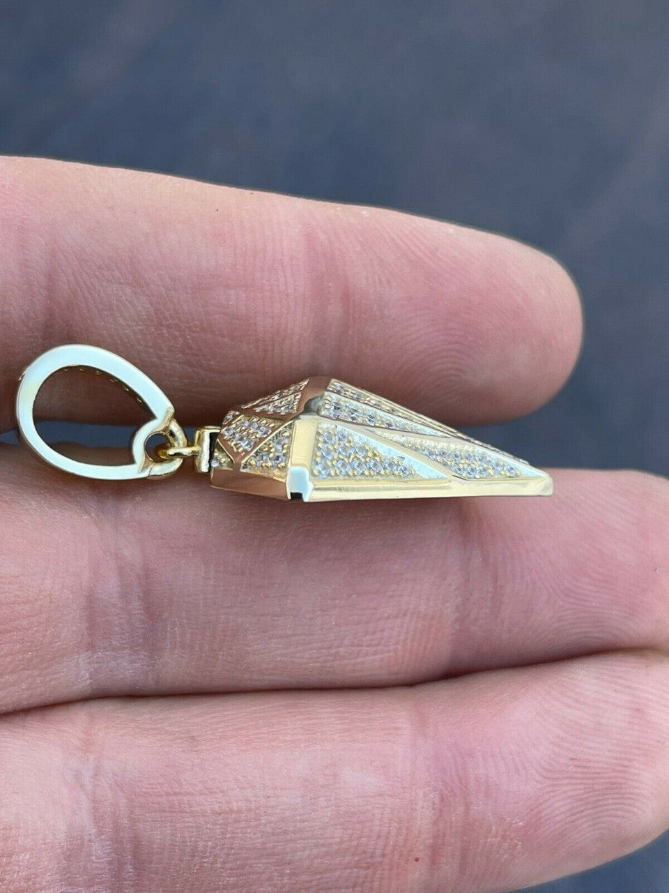 Hip Hop Iced Diamond Shape Bling Pendant Hip Hop Necklace 925 Silver / Gold MOISSANITE