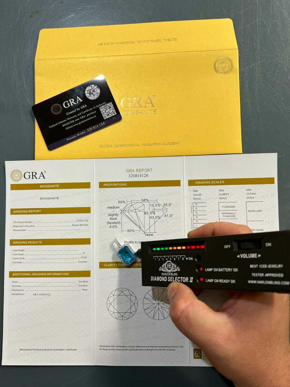 Hip Hop Iced Moissanite and Blue Stone Bling Pendant Necklace Pass Diamond Test