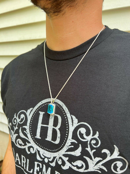 Hip Hop Iced Moissanite and Blue Stone Bling Pendant Necklace Pass Diamond Test