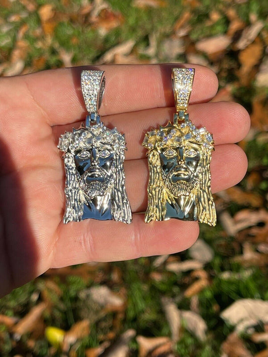 Hip Hop Iced MOISSANITE Real Silver Gold Jesus Piece Pendant Necklace Men HipHop Jewelry