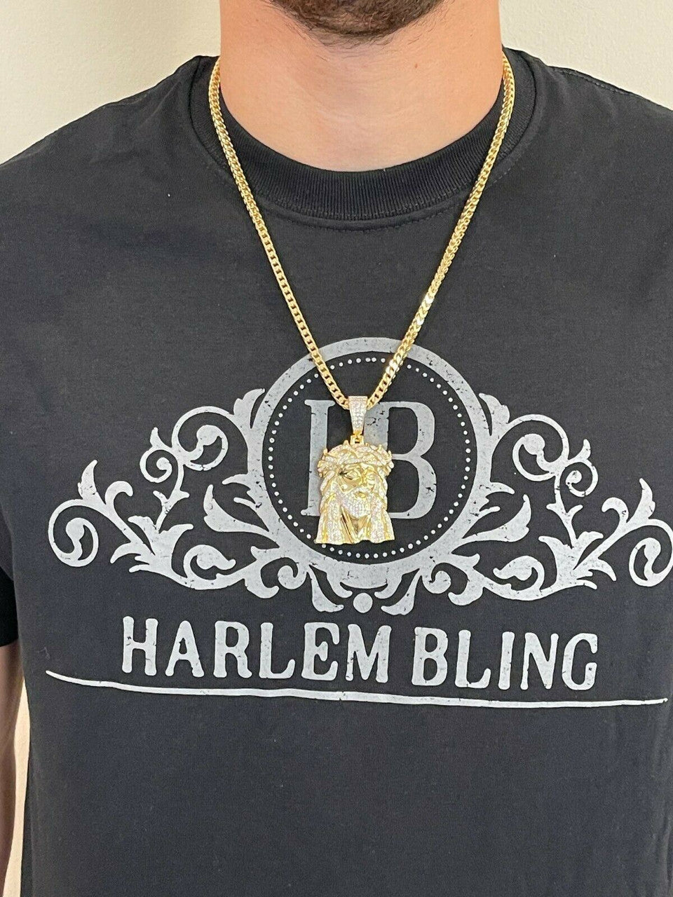 Hip Hop Large Real 925 Sterling Silver Gold Jesus Piece Pendant Necklace Iced Bust Down