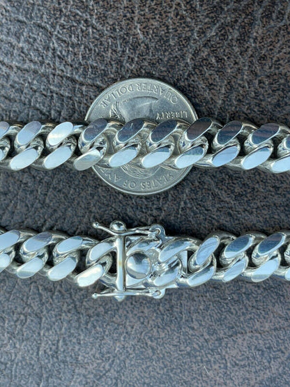 Hip Hop Mens Miami Cuban Link Chain - Real Solid 925 Silver Box Clasp Big 10mm Hip Hop