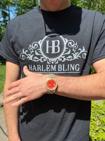 Hip Hop Mens MOISSANITE Red Face Gold Presidential Watch Iced Hip Hop Pass Diamond Test