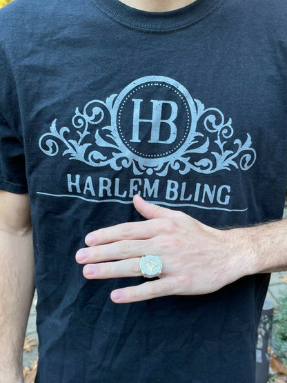 Hip Hop MOISSANITE 14k Gold Vermeil Masonic Ring Pass Diamond Test Pinky Hip Hop Mason