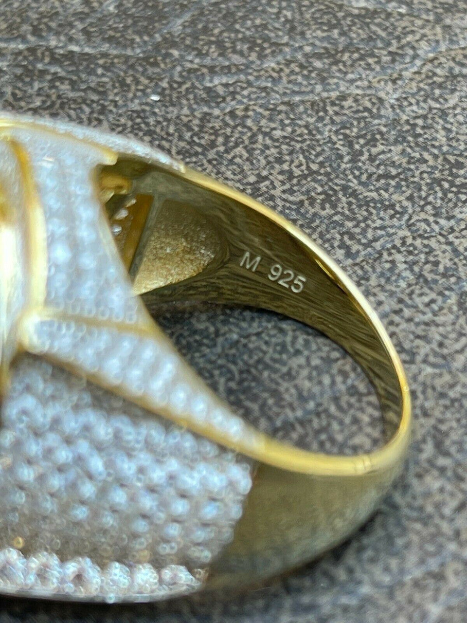 Hip Hop MOISSANITE 14k Gold Vermeil Masonic Ring Pass Diamond Test Pinky Hip Hop Mason