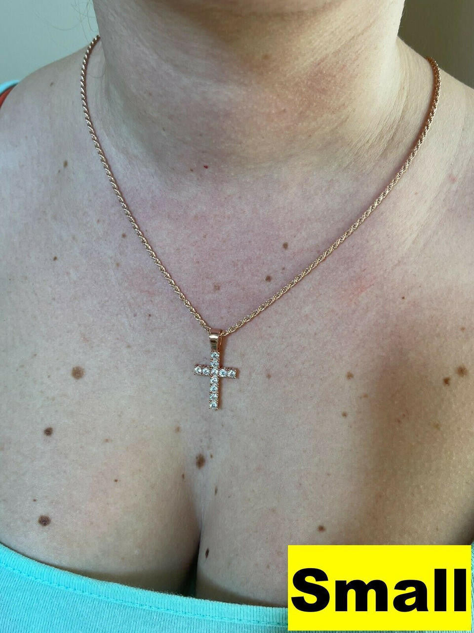 Hip Hop MOISSANITE 14k Rose Gold Cross & Real 925 Silver Iced Pendant Necklace Hip Hop