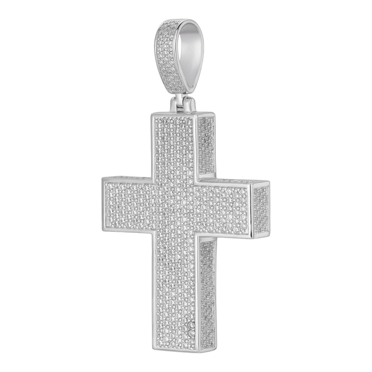 Hip Hop MOISSANITE 3D Iced From All Sides Cross Pendant - 925 Silver - 3 Sizes 1.25"-3.5"