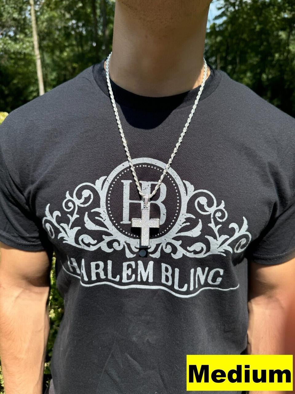 Hip Hop MOISSANITE 3D Iced From All Sides Cross Pendant - 925 Silver - 3 Sizes 1.25"-3.5"