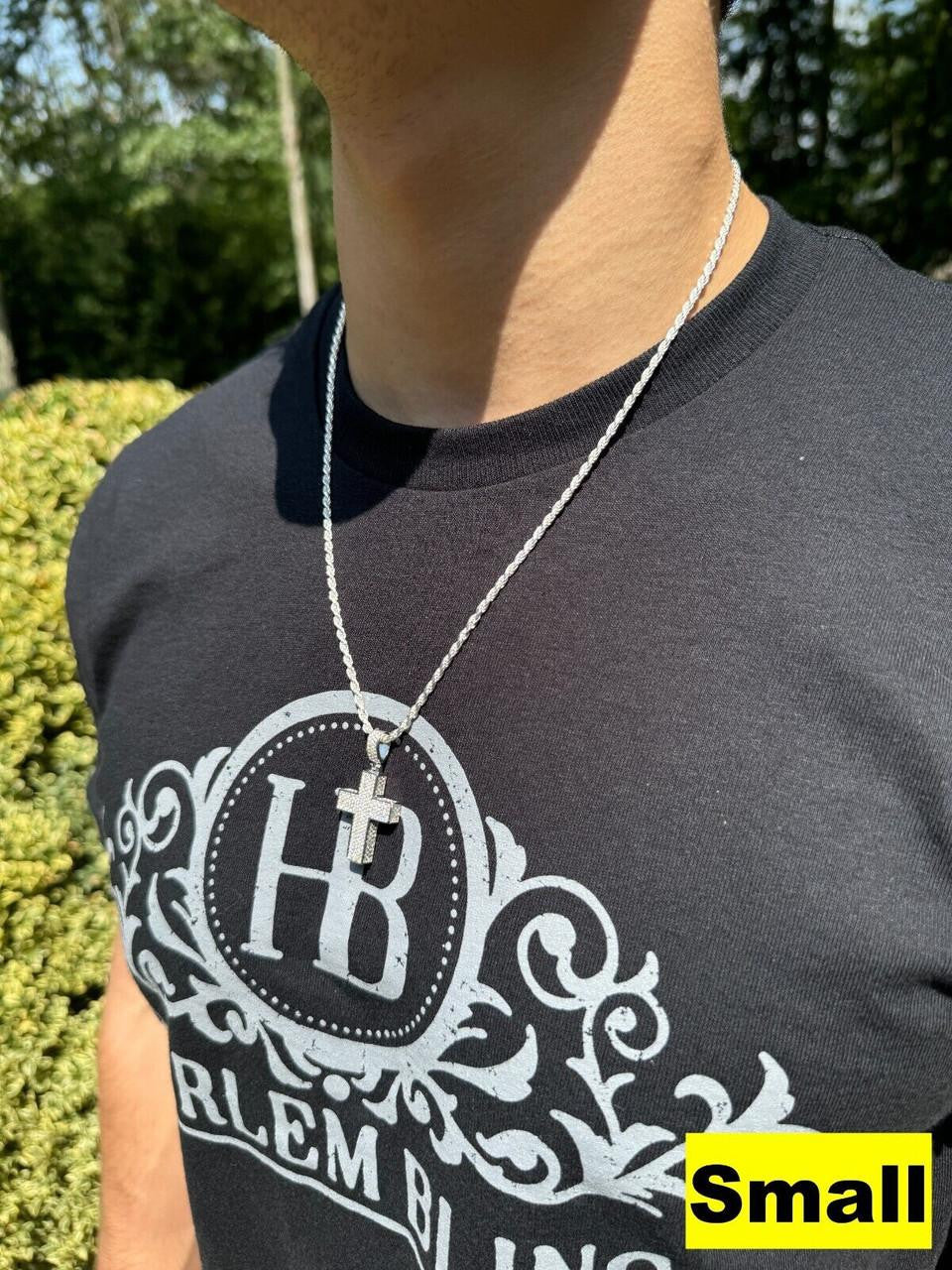 Hip Hop MOISSANITE 3D Iced From All Sides Cross Pendant - 925 Silver - 3 Sizes 1.25"-3.5"