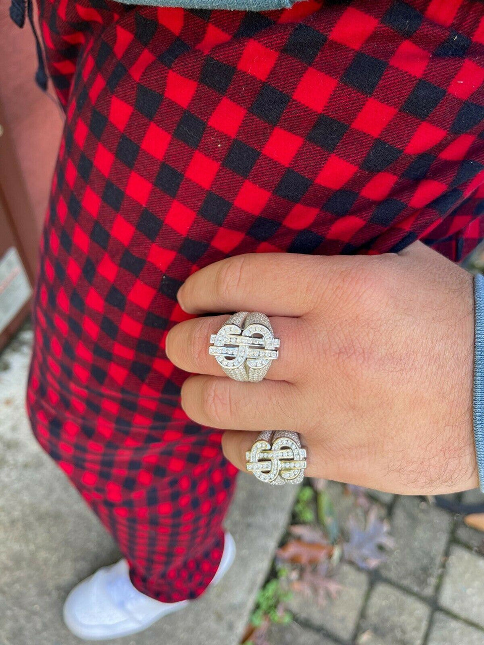 Hip Hop MOISSANITE 925 Silver Dollar Sign dollar Money Ring Pass Diamond Tester Pinky Hip Hop