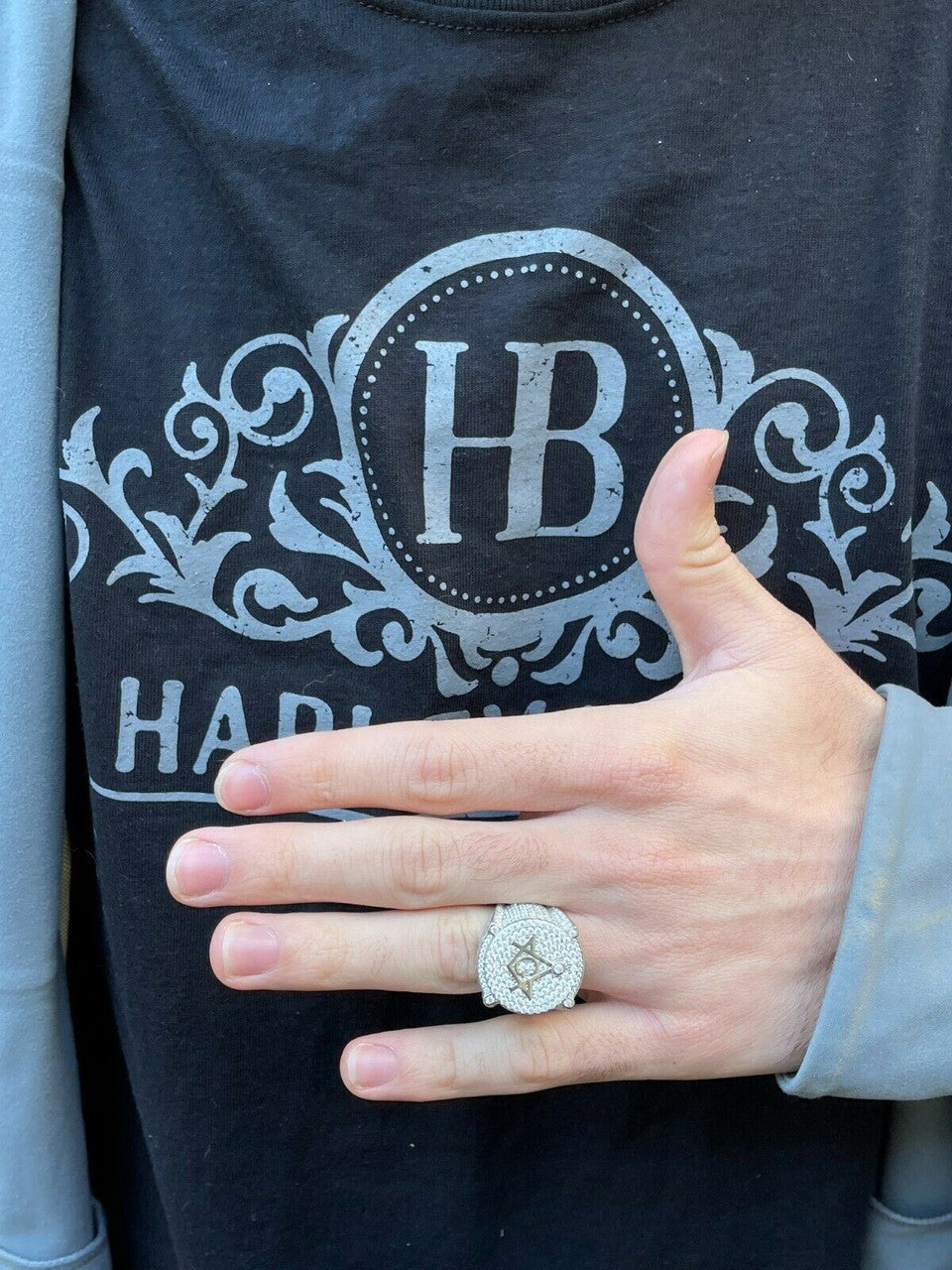 Hip Hop MOISSANITE 925 Silver Masonic Ring Pass Diamond Test Pinky Hip Hop Free Mason