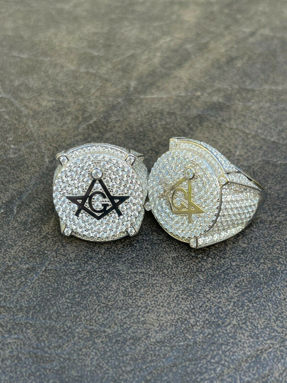 Hip Hop MOISSANITE 925 Silver Masonic Ring Pass Diamond Test Pinky Hip Hop Free Mason