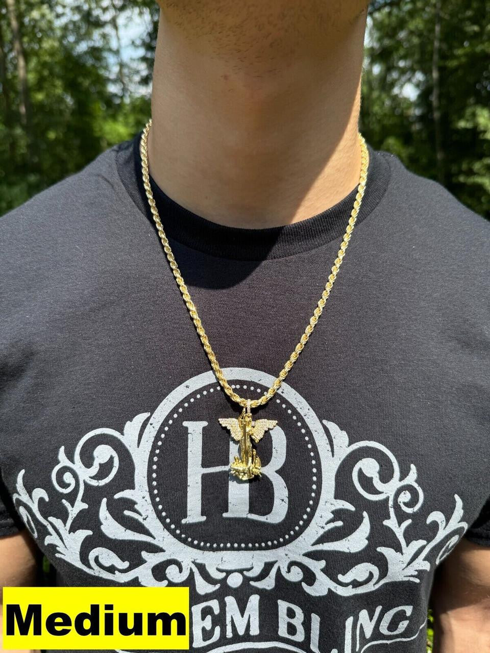 Hip Hop MOISSANITE Artwork Saint St Michael Slaying Dragon Archangel Pendant - 14k Gold Vermeil 925 Silver - 3 Sizes 1"-3"