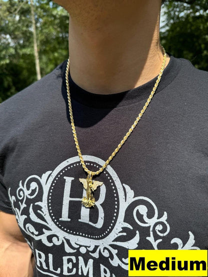 Hip Hop MOISSANITE Artwork Saint St Michael Slaying Dragon Archangel Pendant - 14k Gold Vermeil 925 Silver - 3 Sizes 1"-3"