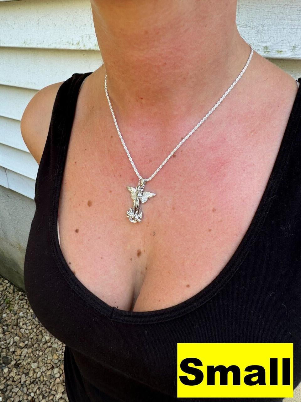 Hip Hop MOISSANITE Artwork Saint St Michael Slaying Dragon Archangel Pendant - 925 Silver - 3 Sizes 1"-3"