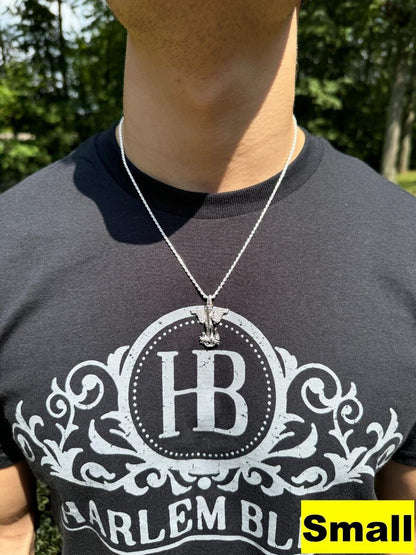 Hip Hop MOISSANITE Artwork Saint St Michael Slaying Dragon Archangel Pendant - 925 Silver - 3 Sizes 1"-3"