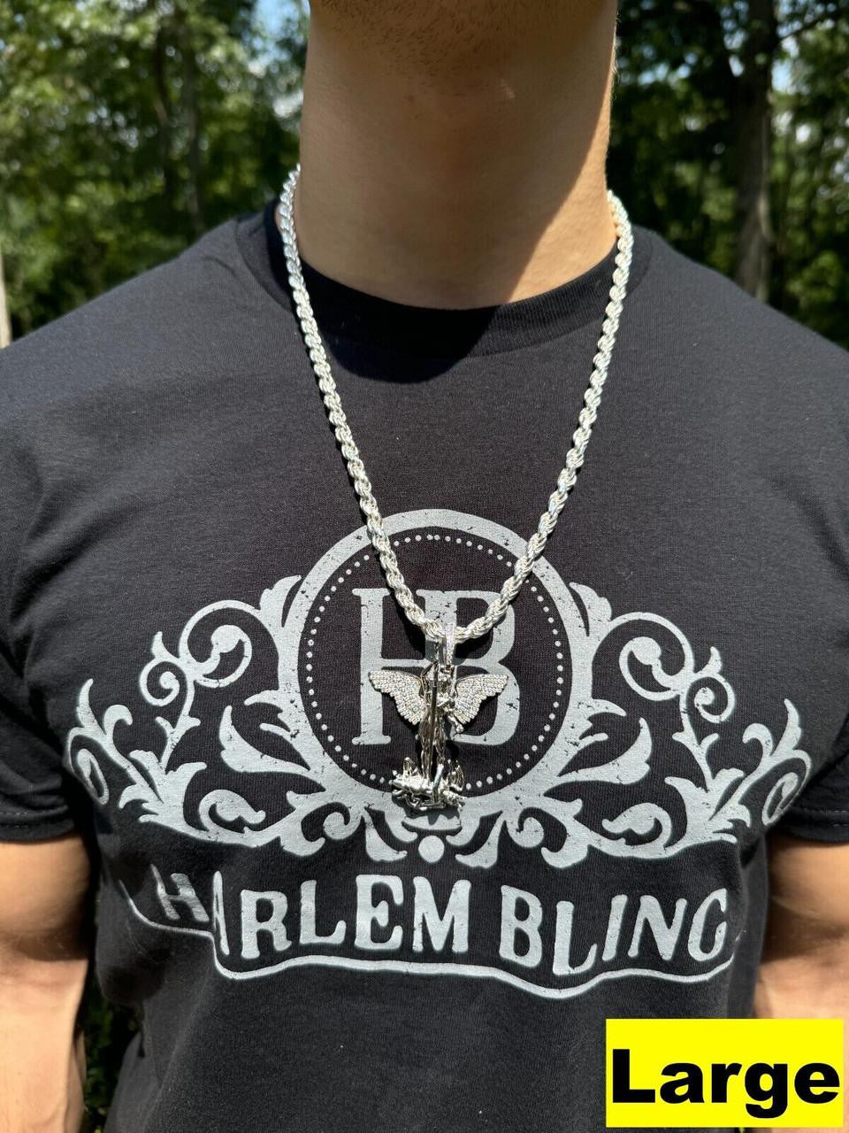 Hip Hop MOISSANITE Artwork Saint St Michael Slaying Dragon Archangel Pendant - 925 Silver - 3 Sizes 1"-3"