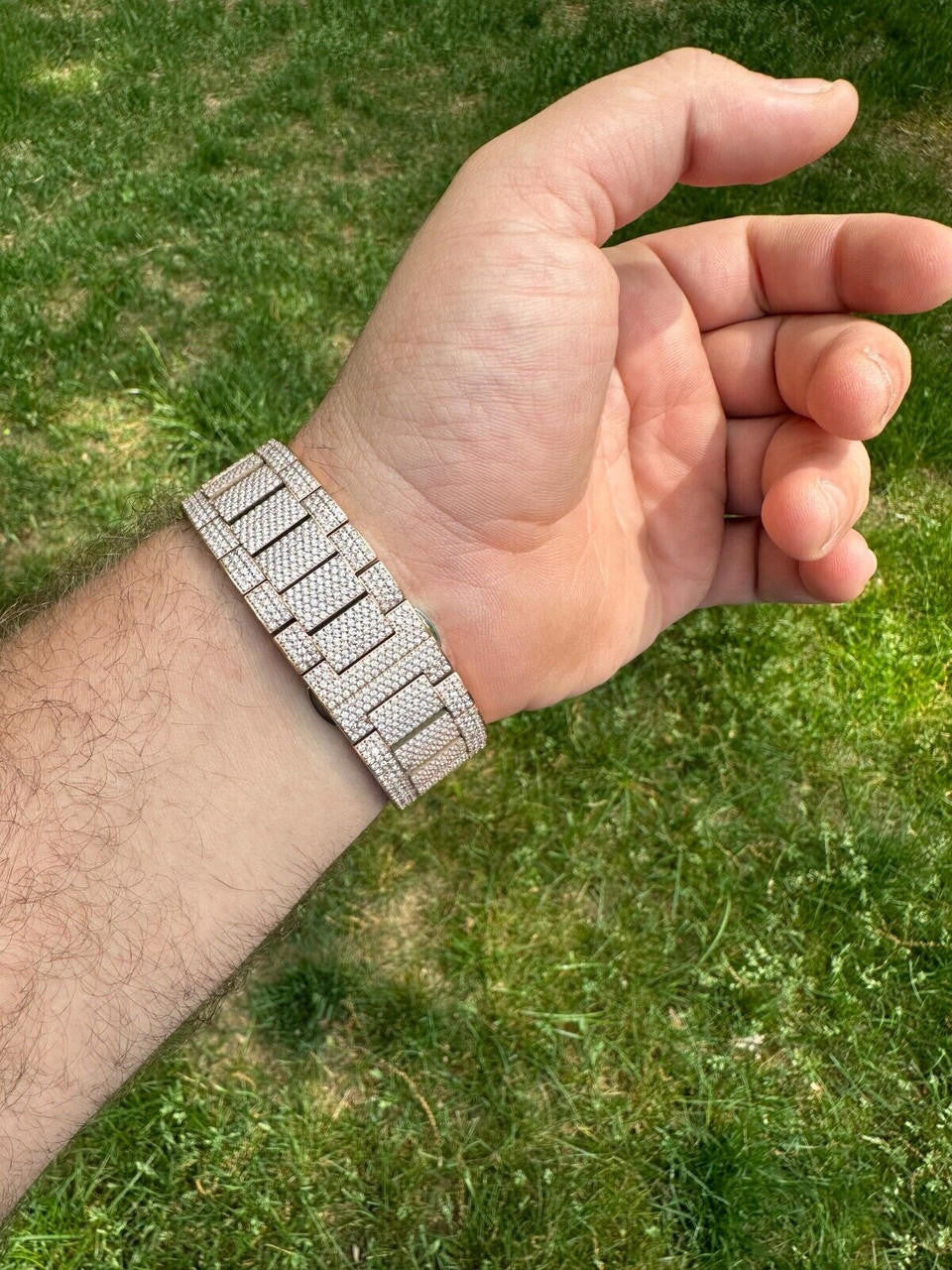 Hip Hop MOISSANITE Automatic Rose Gold Skeleton Watch Mens Real Iced Hip Hop PassTester