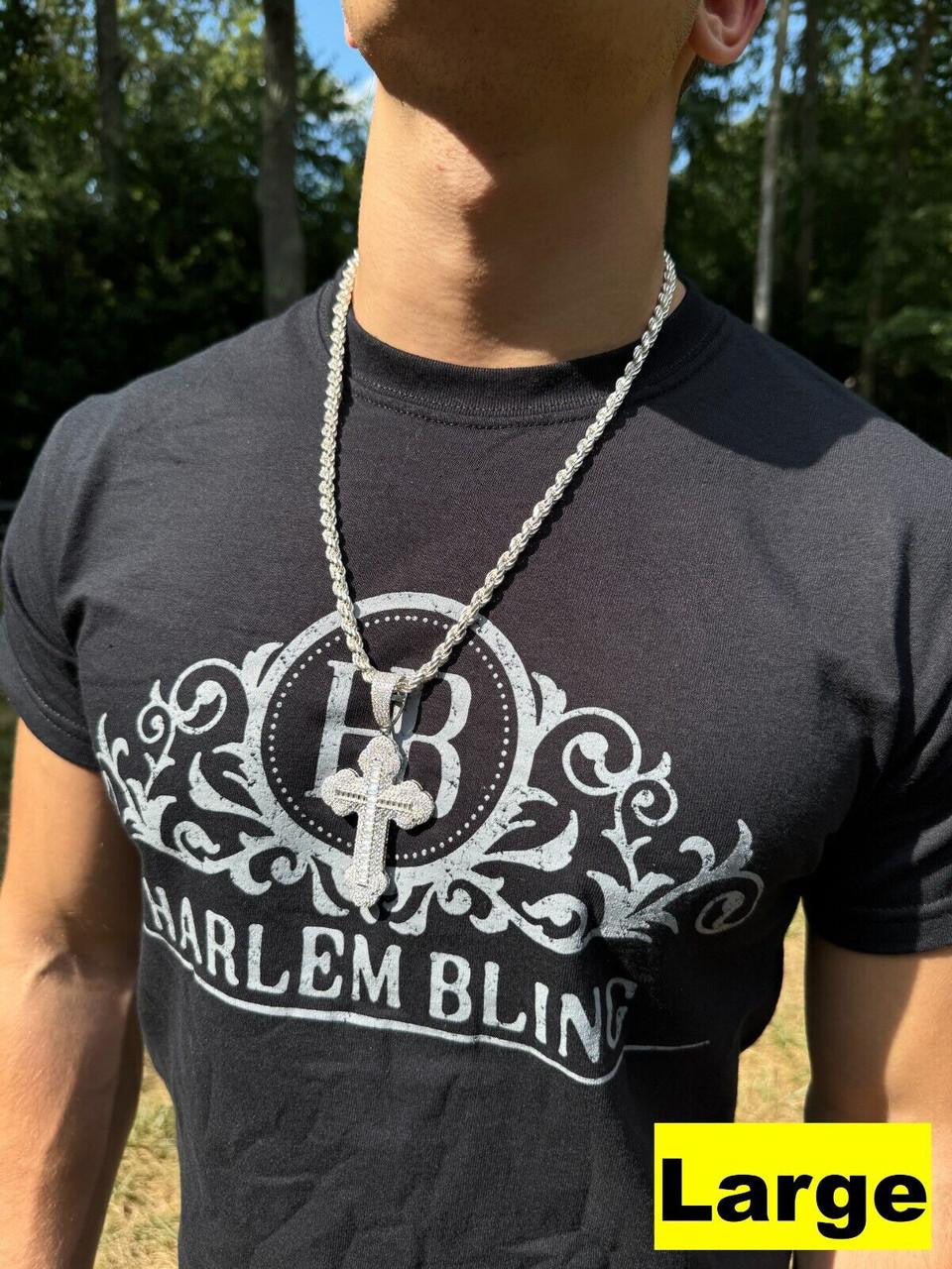 Hip Hop MOISSANITE Baguette Gothic Iced Out Cross Pendant - 925 Silver - 3 Sizes 1.5"-3"