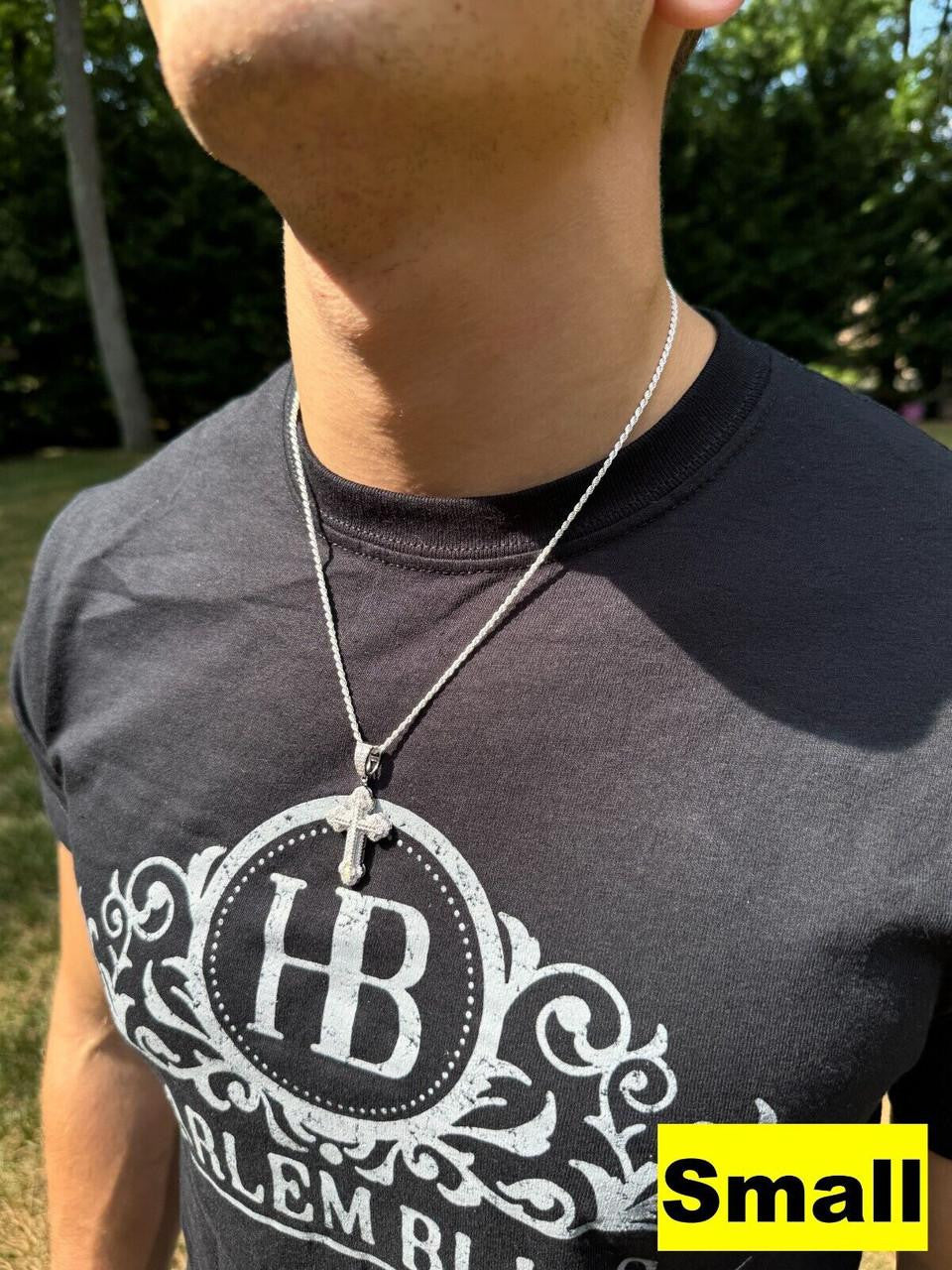 Hip Hop MOISSANITE Baguette Gothic Iced Out Cross Pendant - 925 Silver - 3 Sizes 1.5"-3"