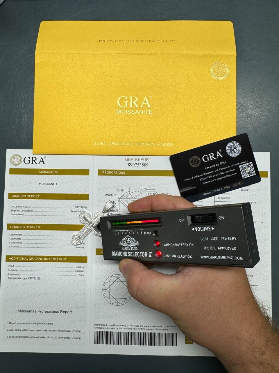 Hip Hop MOISSANITE Baguette Gothic Iced Out Cross Pendant - 925 Silver - 3 Sizes 1.5"-3"