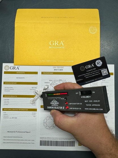 Hip Hop MOISSANITE Baguette Gothic Iced Out Cross Pendant - 925 Silver - 3 Sizes 1.5"-3"