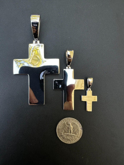 Hip Hop MOISSANITE Cross Pendant Iced Necklace Blood Red Enamel Real 925 Silver 3 Sizes