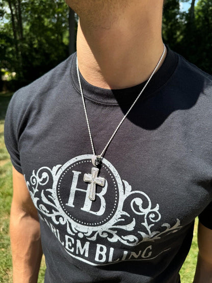 Hip Hop Moissanite Cross W. 1ct Center Stone Pendant - Iced 925 Silver /Gold Necklace