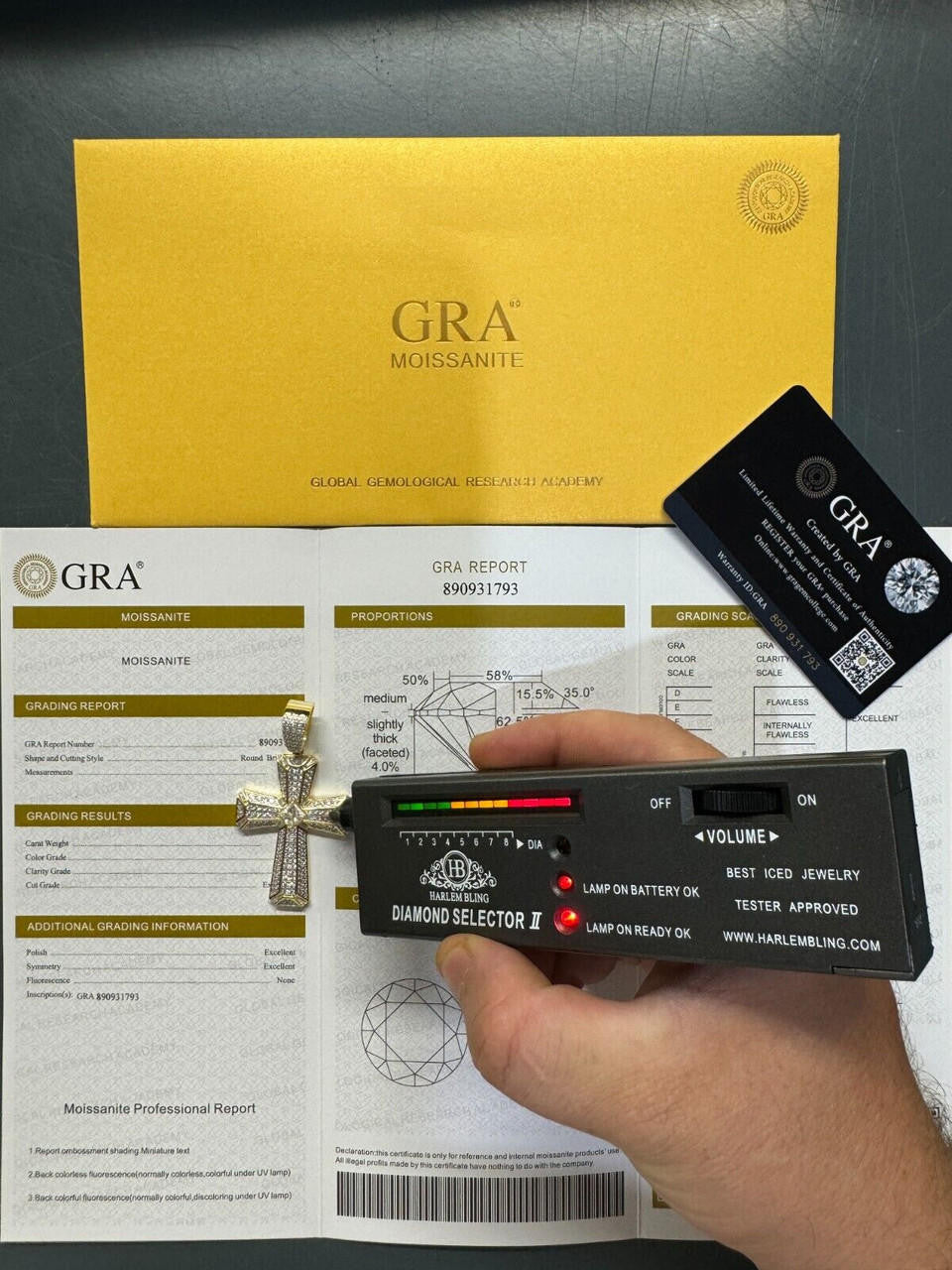 Hip Hop Moissanite Cross W. 1ct Center Stone Pendant - Iced 925 Silver /Gold Necklace