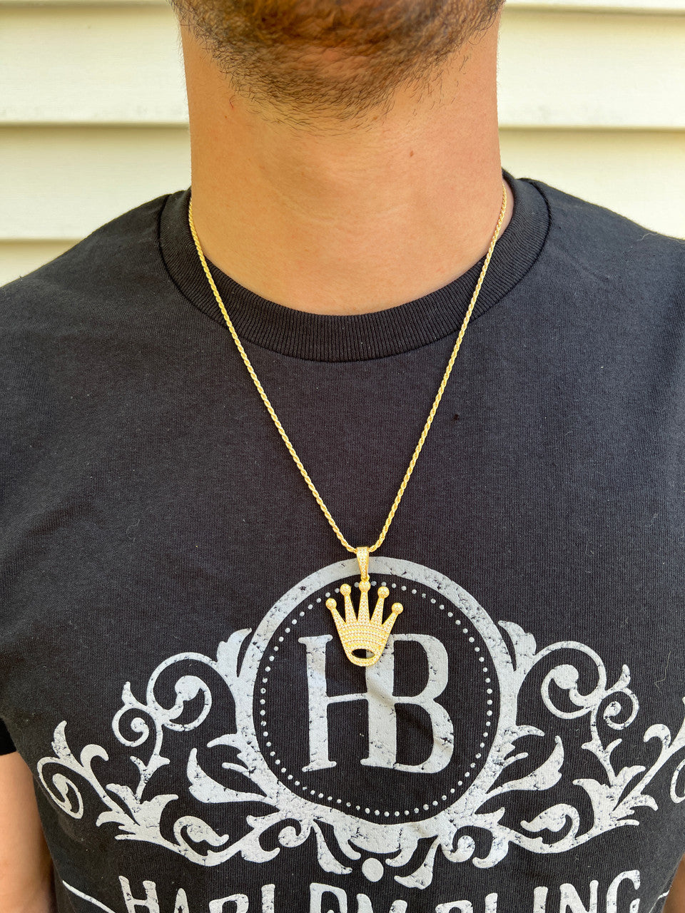 Hip Hop Moissanite Crown Pendant Real 925 Sterling Silver / Gold