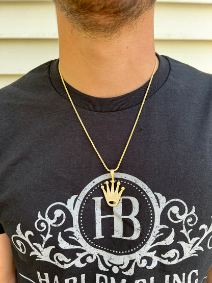 Hip Hop Moissanite Crown Pendant Real 925 Sterling Silver / Gold