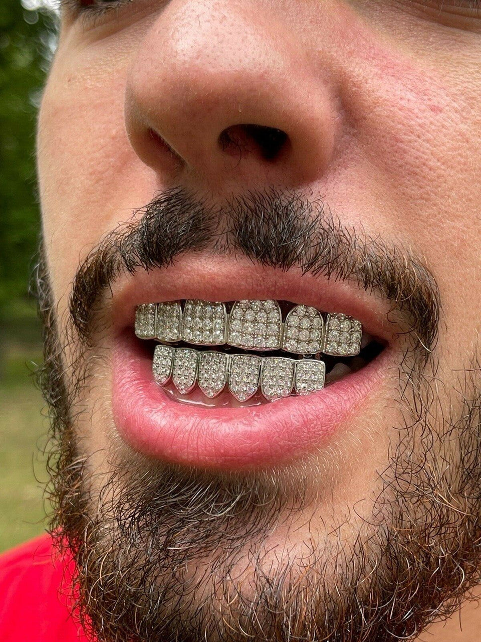 Hip Hop MOISSANITE GRILLZ Pass Diamond Test Teeth Top and Bottom Hip Hop 925 Silver Iced