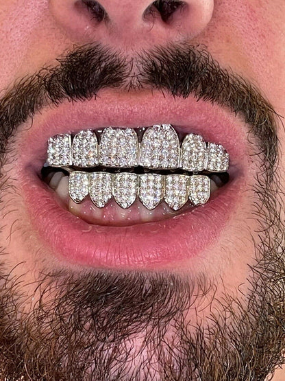 Hip Hop MOISSANITE GRILLZ Pass Diamond Test Teeth Top and Bottom Hip Hop 925 Silver Iced