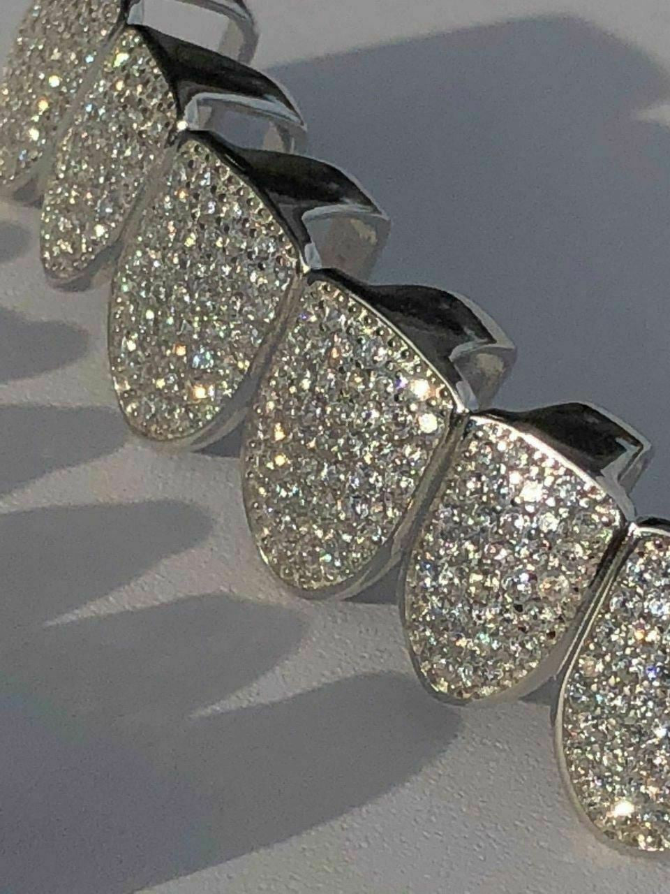 Hip Hop MOISSANITE GRILLZ Pass Diamond Test Teeth Top and Bottom Hip Hop 925 Silver Iced