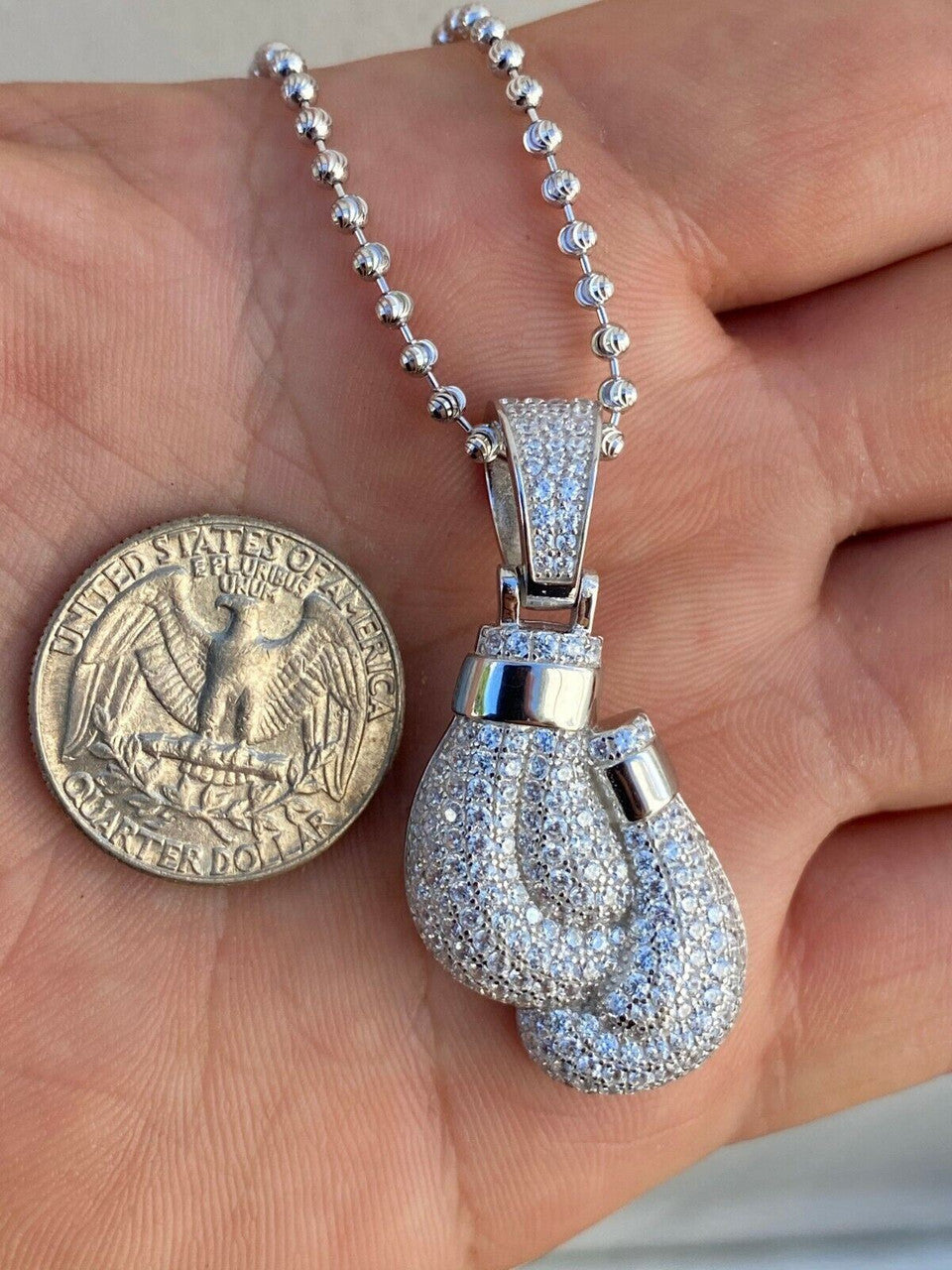 Hip Hop MOISSANITE Hip Hop Boxing Gloves Pendant Necklace Iced 925 Silver/ Gold Plating