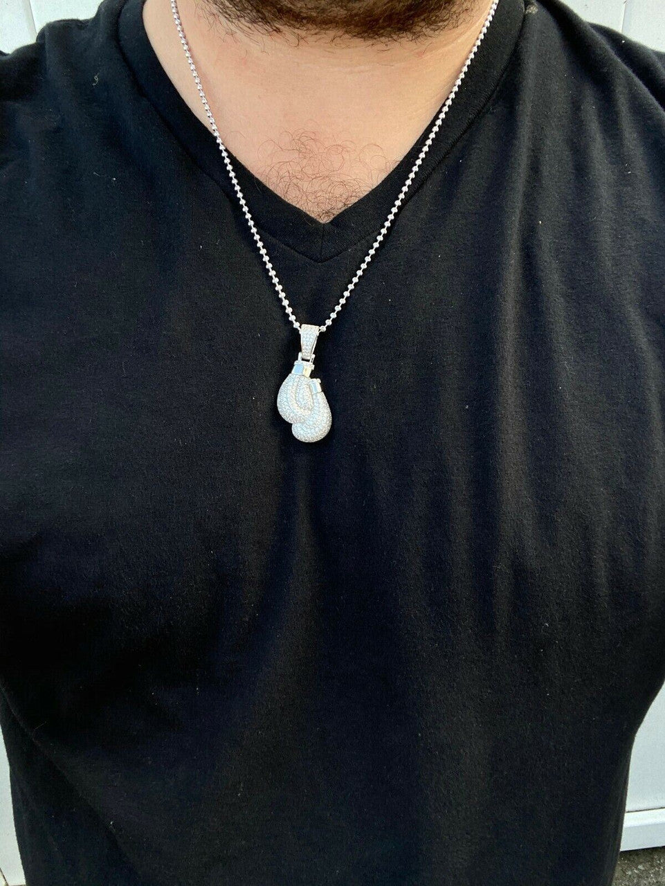 Hip Hop MOISSANITE Hip Hop Boxing Gloves Pendant Necklace Iced 925 Silver/ Gold Plating