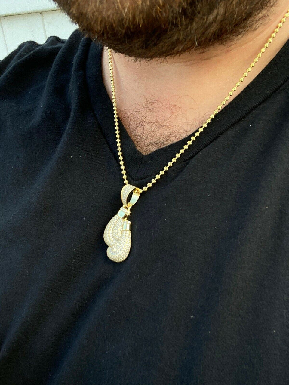 Hip Hop MOISSANITE Hip Hop Boxing Gloves Pendant Necklace Iced 925 Silver/ Gold Plating