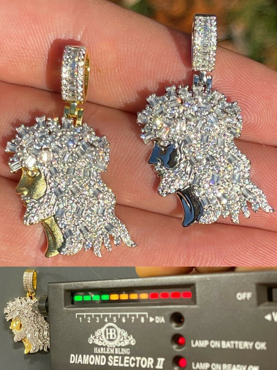 Hip Hop Moissanite Iced Bust Down 2.5ct Jesus Face Pendant Pass Diamond Test Silver Gold