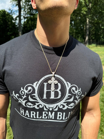 Hip Hop Moissanite Iced Gothic Baguette Cross Pendant - Iced 925 Silver / Gold Necklace