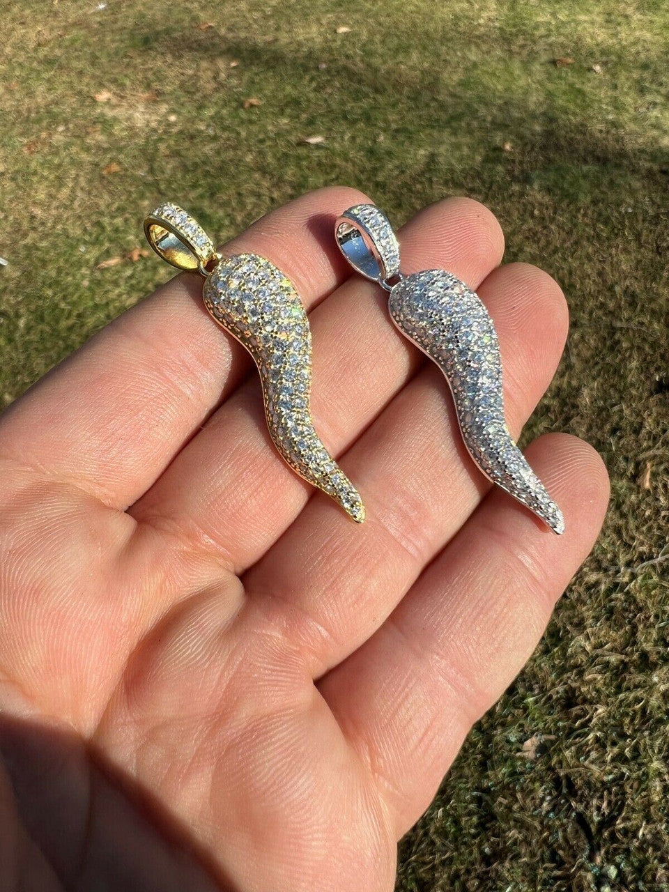 Hip Hop MOISSANITE Iced Hip Hop Cornicello Italian Horn Pepper Pendant Pass Diamond Test