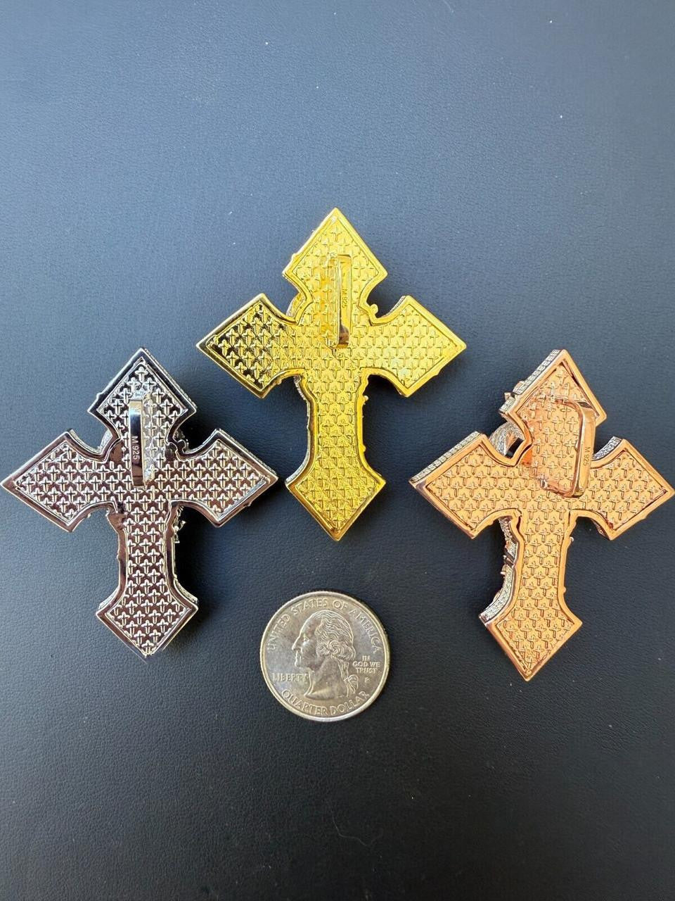 MOISSANITE 3D Cross Jesus Face Pendant Iced Necklace Real 925