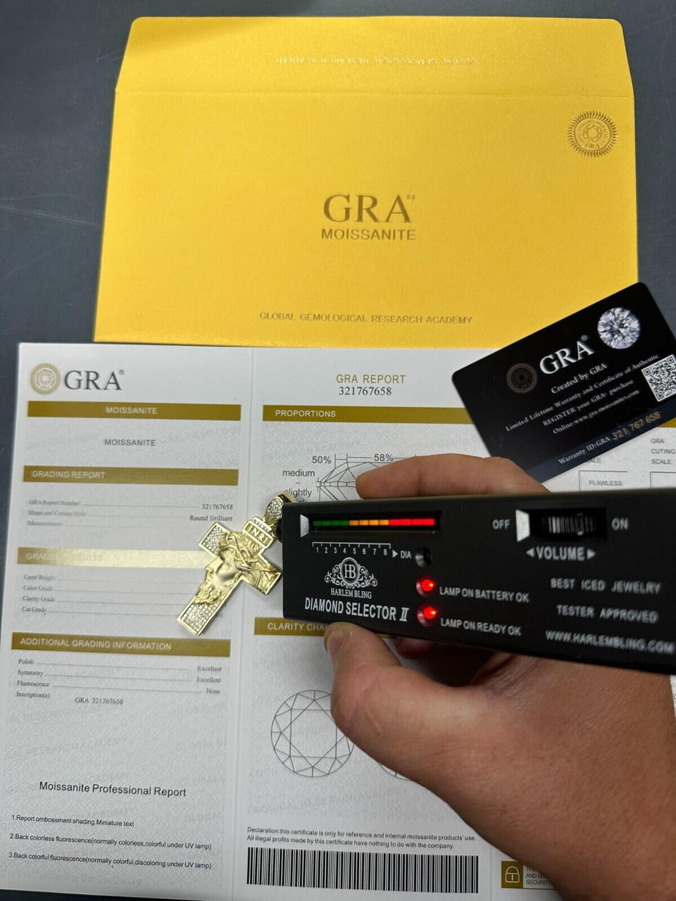 Hip Hop MOISSANITE Jesus Face On Cross Pendant Iced Necklace Real 925 Silver / 14k Gold